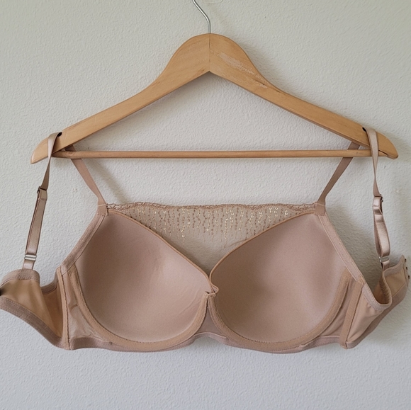 Soma Bridget Bra Sheer Camisole Lightly Padded Tan Beige Sz 34DD - Picture 10 of 15